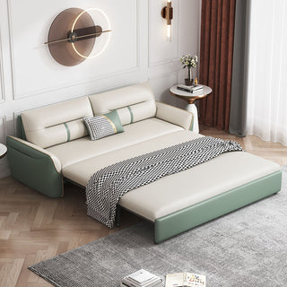 JASIWAY 71.7" Green & White Folding Sofa Bed with Storage Pocket