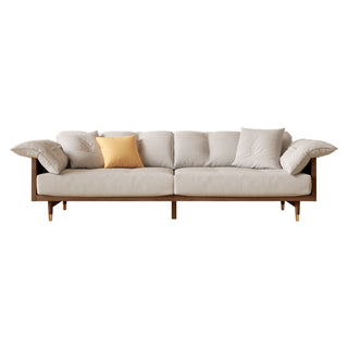 JASIWAY Modern 3-Seat Upholstered Cotton Linen Sofa Solid Wood Frame Sofa