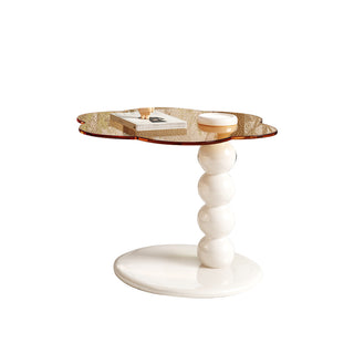 JASIWAY Round Rotating Nesting Coffee Table Set of 2 Tea Glass Side Table with 2 Drawers