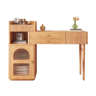 JASIWAY Wooden Makeup Dressing Table with Open Storage Space & Drawers & Cabinet