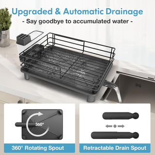 MAJALiS 2 Tier Dish Drying Rack Stainless Steel Dish Drainers Shelf Multifunctional Dish Strainers with Utensil Holder Cups Holder