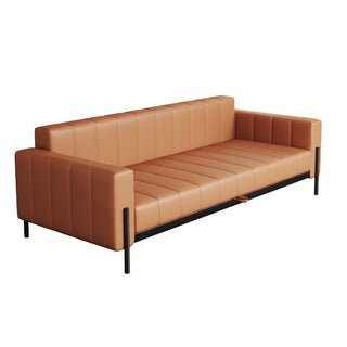 JASIWAY 86.6'' Brown Modern style sofa bed Leather Loveseat with Square Arm