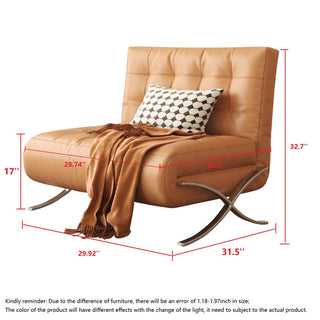 JASIWAY Retro Leather Barcelona Sofa Chair in Orange & Black & White