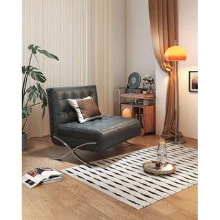 JASIWAY Retro Leather Barcelona Sofa Chair in Orange & Black & White