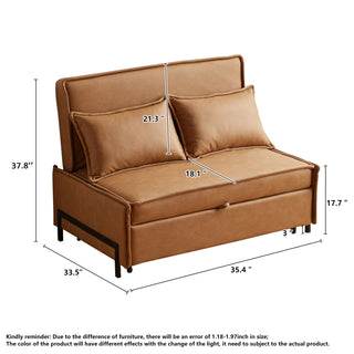 JASIWAY 35.4" Brown  Modern Double Loveseat Sleeper Durable and Easy to Clean Sofa Bed