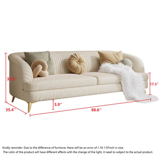 JASIWAY 3-Seat Modern Tufted Velvet Sofa with Metal Feet