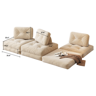 JASIWAY Foldable Fabric Sofa Individual Convertable Floor Couch Modular Sofa for Living Room