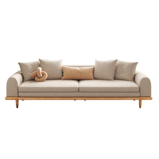 JASIWAY Three-Seater Upholstered Sleeper Sofa Retractable Solid Wood Frame