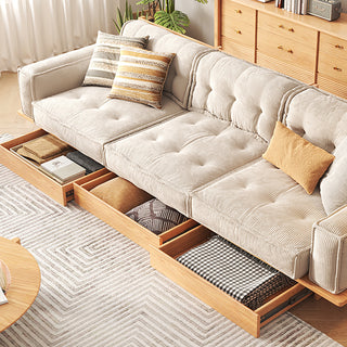 JASIWAY Wooden Velvet Sofa Combinable Patchwork Sofa Multi-seater Bottom Drawer design