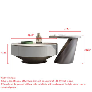 JASIWAY Modern Round Nesting Coffee Table Set of 2 with Drawer & Storage