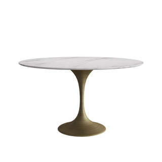JASIWAY Luxury Round Dining Table and Chair Set with Sintered Stone Tabletop