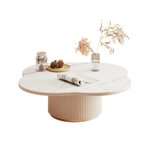 JASIWAY Modern White Slate Tea Table Table Side Comnination for Living Room