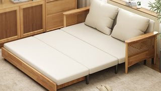 JASIWAY Wooden Sofa Bed with Rattan Arm: The Epitome of Versatility and Comfort