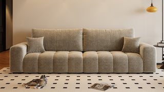 Chenille sofa: Modern Minimalist Cream-Style Upholstered Sofa with High-Resilience Foam for Small Living Spaces