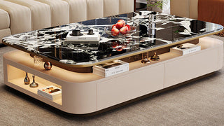 Coffee Tables with Marble Top: Luxury Sintered Stone Centerpiece for Modern Living Rooms and Grand Villas