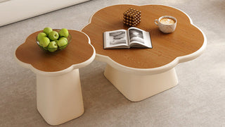Coffee table: Cream Style Flower-Shaped Nesting Coffee Table Set for Small Living Rooms