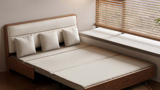 Convertible Sofa Bed: Mid-Century Oak Elegance Meets 2-in-1 Living Versatility