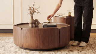 Elevating Living Space through the Sculptural Elegance of Modern Stone and Walnut Artistry