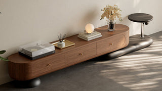 Extendable TV Stand: Mid-Century Modern Walnut Media Console for Contemporary Living Rooms