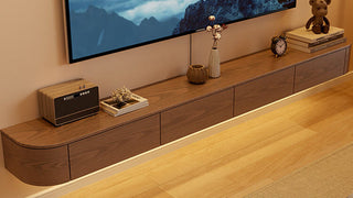 Floating Console Table: Modern Minimalist Solid Wood Floating TV Stand for Small Living Rooms