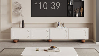 French Cream Style Solid Wood TV Stand with Drawers: Modern Minimalist Floor-Standing Media Console for Small Living Rooms
