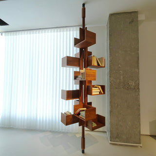RINGCHEN 360-Degree Rotating Walnut Wood Floor-to-Ceiling Bookshelf: Where Craftsmanship Meets Functionality for a Timeless Home