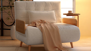 JASIWAY Convertible Folding Sofa Bed with Cotton-Linen Upholstery