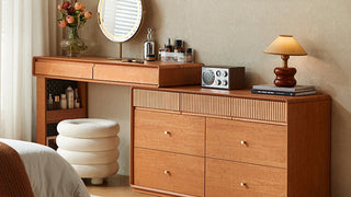 JASIWAY Corner Vanity Table with Storage: Where Style Meets Functionality in Bedroom Design