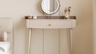 JASIWAY Cream Style Vanity Table: Where Compact Design Meets Elegance and Functionality