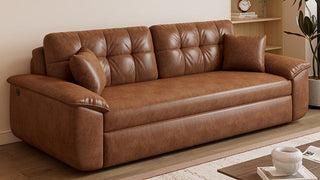 JASIWAY Leather Couch Bed: Where Vintage Charm Meets Modern Versatility