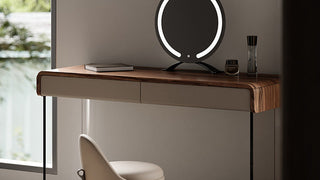 JASIWAY Luxury Acrylic and Teak Floating Makeup Vanity: Where Modern Elegance Meets Natural Beauty