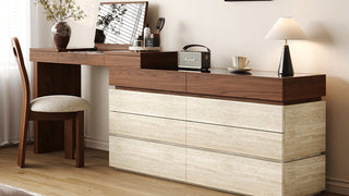 JASIWAY Makeup Vanity with Drawers: A Retro - Modern Marvel for Bedroom Elegance