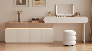 JASIWAY Mid - Century Cream - Style Vanity Desk: A Symphony of Storage and Style