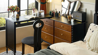 JASIWAY Vintage - style Extendable Solid Wood Vanity Table: Where Retro Charm Meets Modern Utility