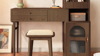 JASIWAY Wooden Dressing Table with LED Mirror: Where Timeless Design Meets Modern Beauty Rituals