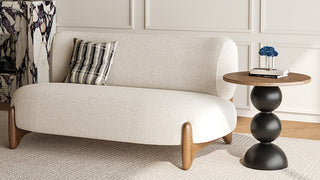 Japandi Couch: Minimalist Japandi Loveseat Sofa with Solid Wood Legs for Small Living Spaces