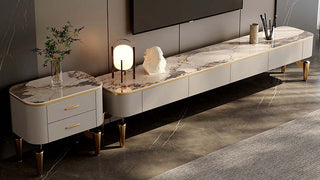 Luxury TV Stand with Drawers: Italian Minimalism Meets Timeless Stone Elegance