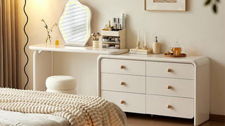 Makeup Table: Creamy Elegance & Solid Wood Craftsmanship for Modern Bedrooms