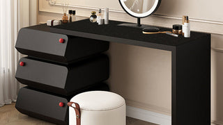 Makeup Vanity Table: Modern Black Elegance & Flexible Storage for Contemporary Bedrooms