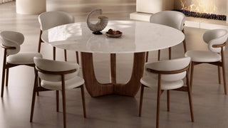 Marble Dining Table: Modern Luxury Natural Stone Round Dining Table with Lazy Susan for Contemporary Homes