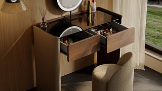 Modern Makeup Vanity with Mirror: Luxury Italian-Style Dressing Table for Small Bedrooms