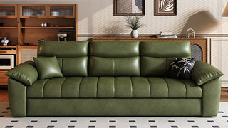Pull out couch bed: Mid-Century Vintage Oil-Wax Leather Convertible Sofa Bed for Small Living Spaces
