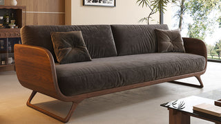 RINGCHEN Sofa: Mid-Century Modern Walnut Solid Wood Sofa for Timeless Living Spaces