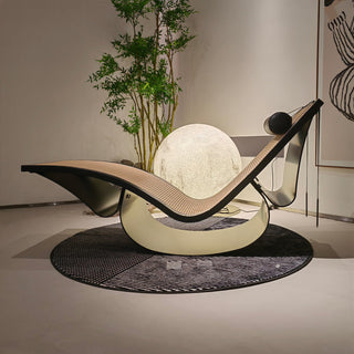 RINGCHEN Vintage Chaise Lounge Chair in Cane Wood Black