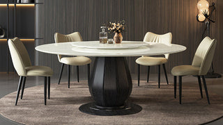 Round Dining Table with Marble Top: Luxury White Ice Jade Natural Stone Dining Table for Modern Homes