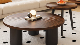 Round coffee table: Mid-Century Minimalist Round Coffee Table for Modern Small-Space Living Rooms