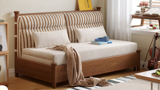 Sleeper sofa: Mid-Century Modern Solid Wood Convertible Sleeper Sofa for Small Spaces