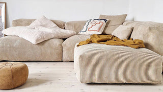 Sofas: Modern Minimalist Corduroy Modular Sofa for Small Living Spaces