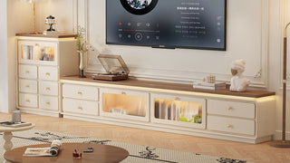 TV Cabinet with Drawers: Creamy Mid-Century Modern Elegance & Smart Storage for Contemporary Living Spaces