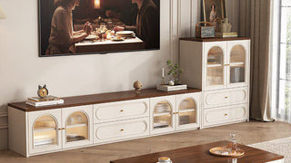 TV stands with drawers: French Retro Elegance Meets Smart Storage for Modern Living Rooms